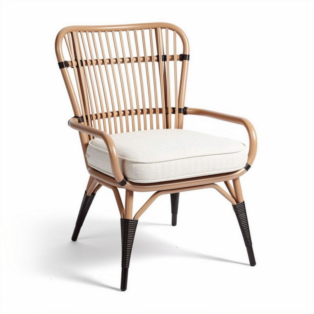 Rattan chair with removable cushion for indoor and outdoor use 75 x 70 x 90cm