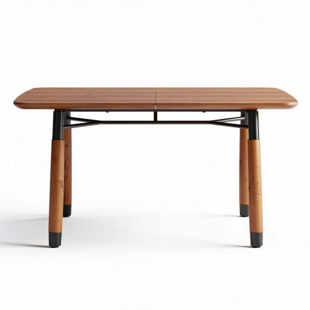 Wooden dining table with black metal legs 150 x 75 x 75cm