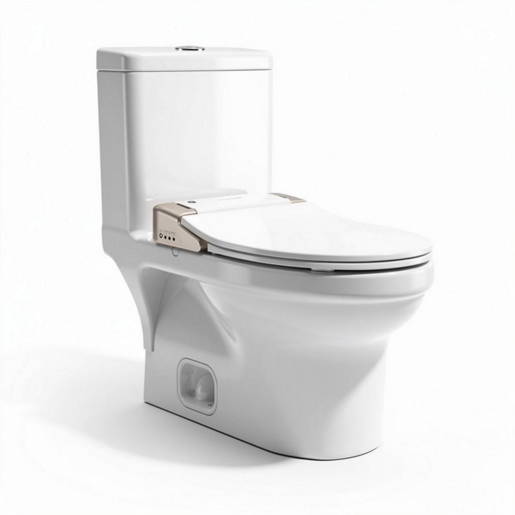 One-piece toilet with integrated bidet system and manual flush white 70 x 40 x 40cm