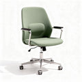 Adjustable ergonomic office chair in green fabric with metal frame