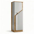 Wooden storage cabinet with two doors and natural finish 40 x 30 x 180cm