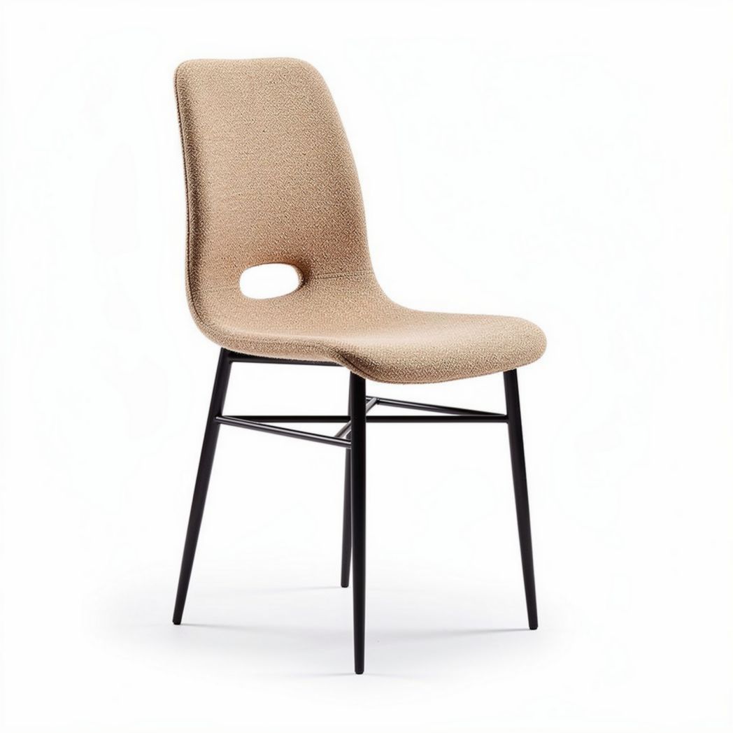 Fabric dining chair with black metal legs and ergonomic design 40 x 45 x 85cm