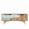 Wooden sideboard with pastel green accent doors 120 x 40 x 50cm