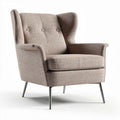 Fabric upholstered mid-century modern accent chair with metal legs in light gray